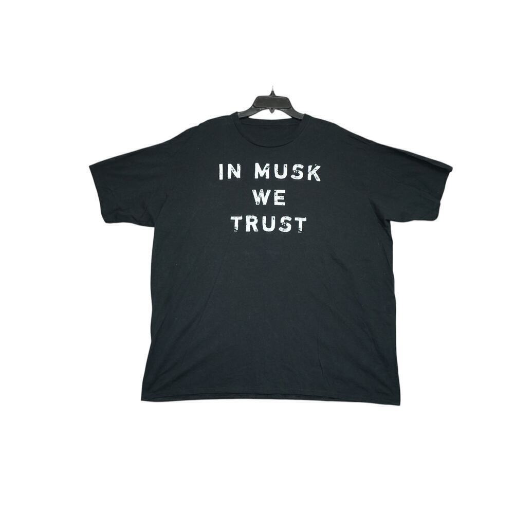 In Musk We Trust Black Graphic T-Shirt – Unisex Size XL – Tech Meme Tee